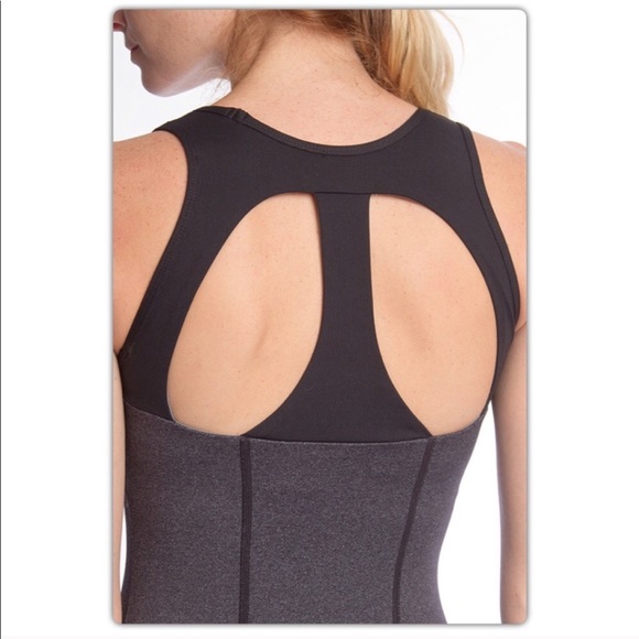Gray and Black Open Back Workout Tank - Picture 3 of 5